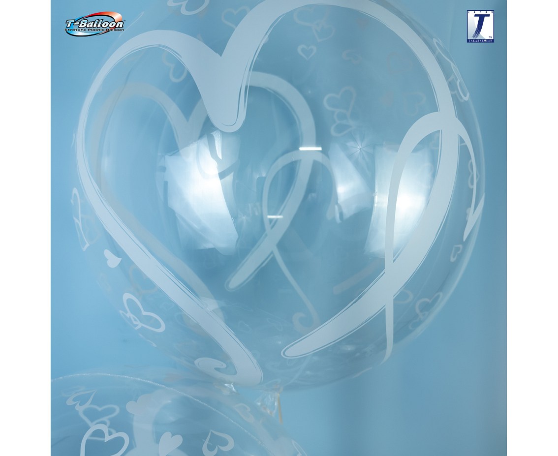 Balon Takara Bubble Balloon - Serca i serduszka, 400 mm/ 10 szt. (rozm. QL 18,5") KK